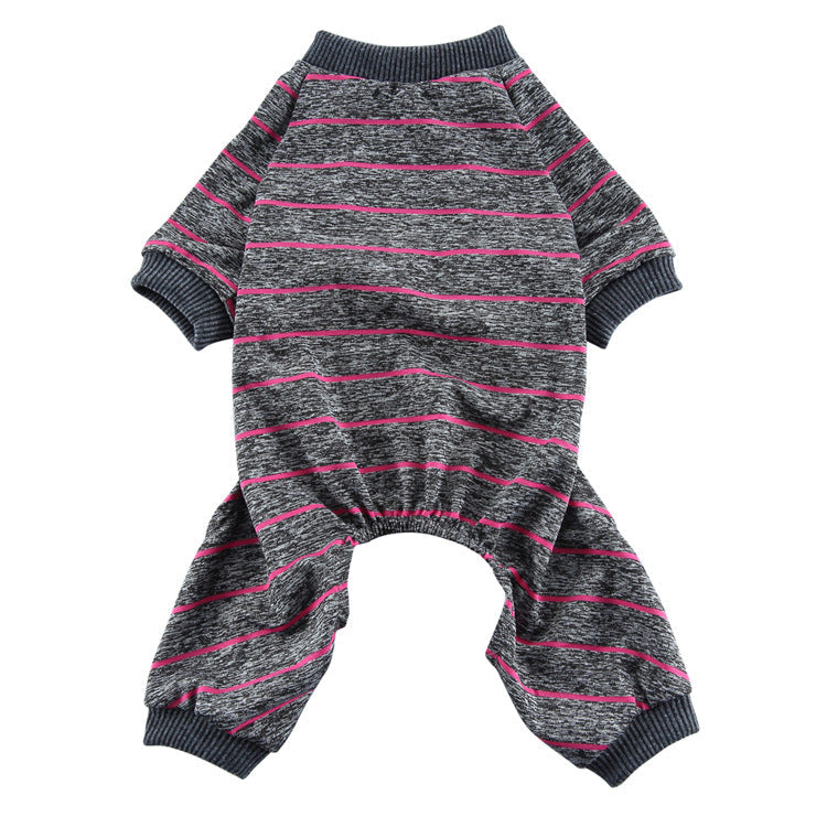 HKM-2852669 Striped Thin Pajamas for Dogs - Casual Summer Pet Clothing in Multiple Sizes