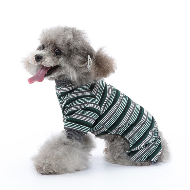 HKM-2852669 Striped Thin Pajamas for Dogs - Casual Summer Pet Clothing in Multiple Sizes