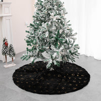 HKM-285267 Black Embroidered Velvet Christmas Tree Skirt with Sequin Detailing
