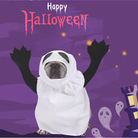 HKM-2853437 Ghost Costume for Dogs and Cats - White Polyester Pet Clothing for Halloween Parties