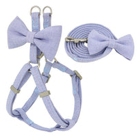 HKM-2853821 Adjustable Soft Bow Dog Harness, Leash, and Collar Set in Various Colors