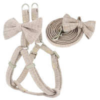 HKM-2853821 Adjustable Soft Bow Dog Harness, Leash, and Collar Set in Various Colors