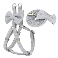 HKM-2853821 Adjustable Soft Bow Dog Harness, Leash, and Collar Set in Various Colors
