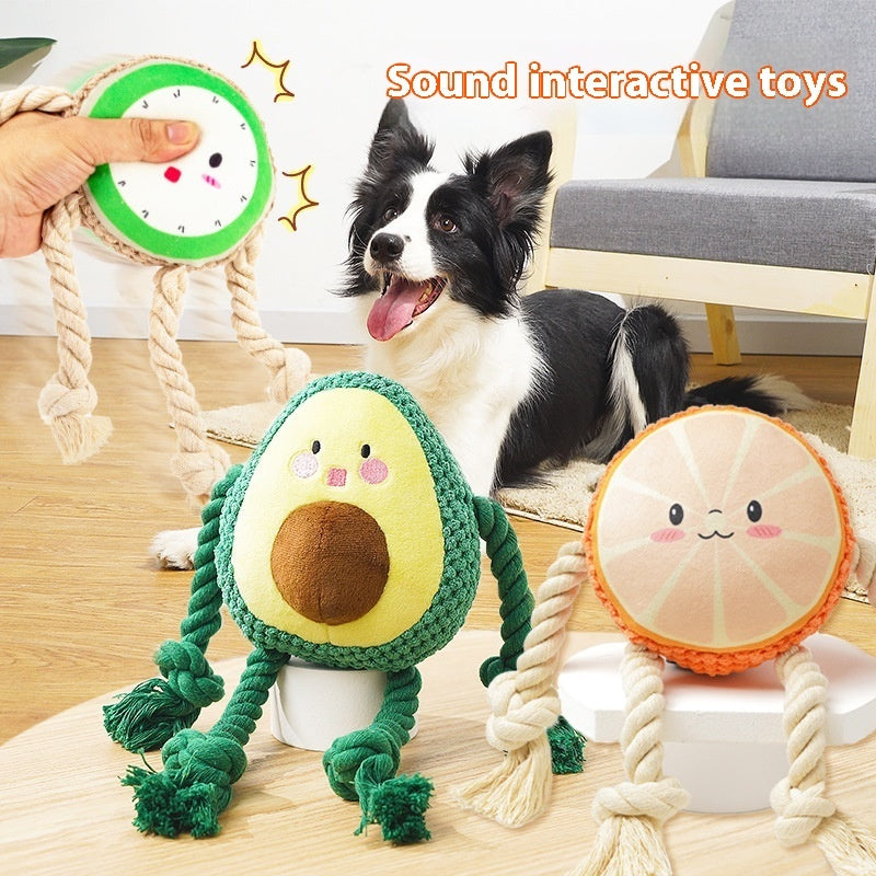 HKM-2854461 Plush Big Dog Interactive Toy with Sound and Bite-resistant Features - Green, 14cm