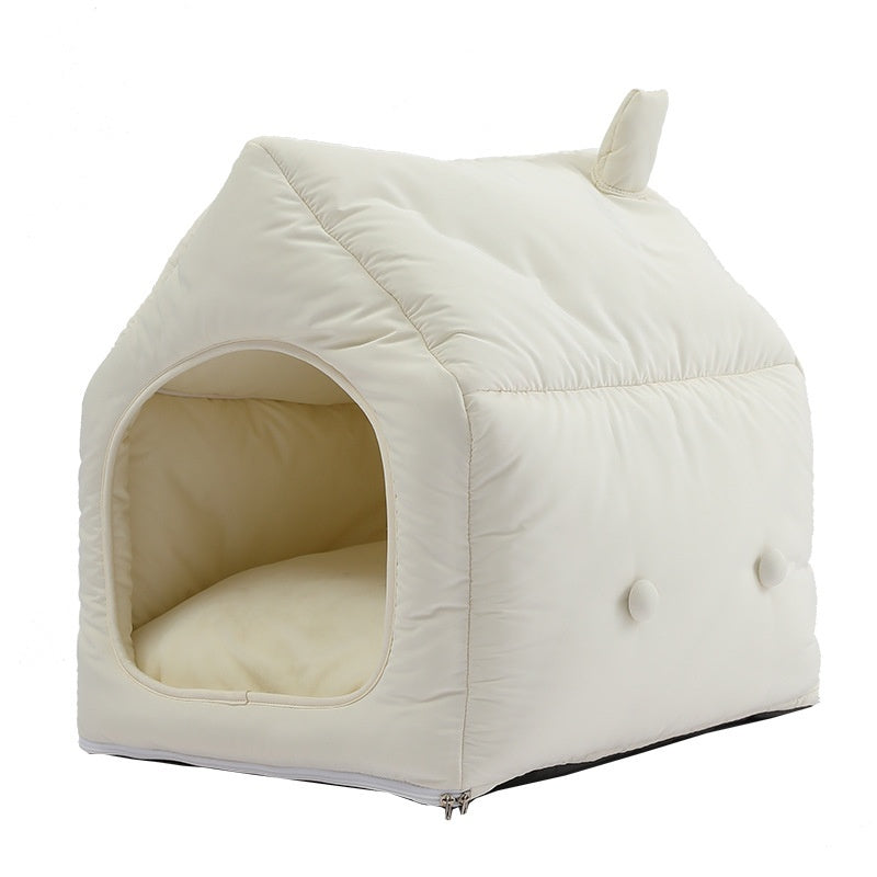 HKM-2855485 Cozy Winter Kennel for Cats - Detachable Folding Pet Mat, 52x45x54 cm