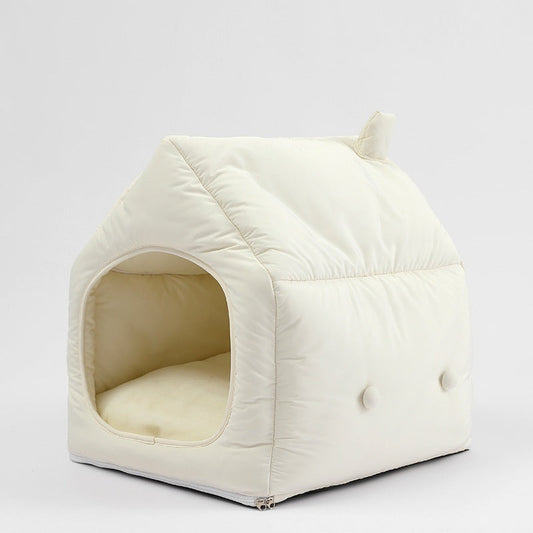 HKM-2855485 Cozy Winter Kennel for Cats - Detachable Folding Pet Mat, 52x45x54 cm