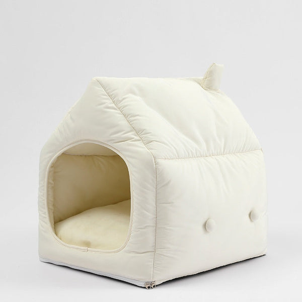 HKM-2855485 Cozy Winter Kennel for Cats - Detachable Folding Pet Mat, 52x45x54 cm