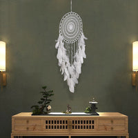 HKM-285587 Modern White Feather Strap Dream Catcher for Wedding Ceremony Decoration