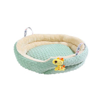 HKM-285651 Portable Round Velvet Pet Bed with Random Plush Doll for Small Dogs and Cats