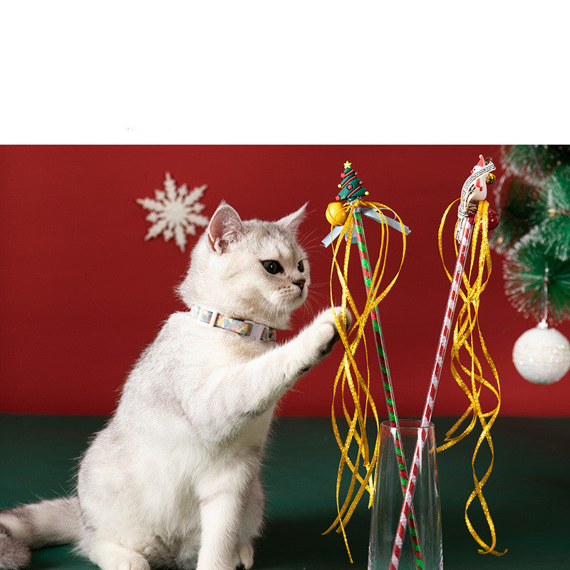 HKM-2856637 Christmas Snowman Bite-Resistant Cat Toy Stick with Bell