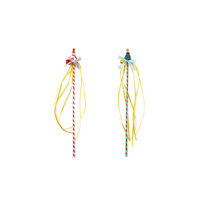 HKM-2856637 Christmas Snowman Bite-Resistant Cat Toy Stick with Bell