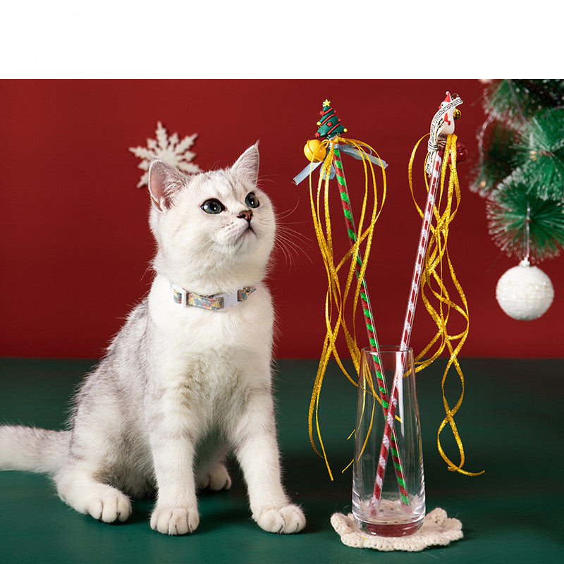 HKM-2856637 Christmas Snowman Bite-Resistant Cat Toy Stick with Bell