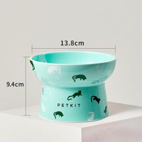 HKM-2857789 Ceramic Cat Bowl in Retro Red and Angel White, Designed to Prevent Tipping for Cats and Small Dogs