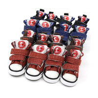 HKM-2858429 Small Dog Canvas Shoes – Anti-Slip, Warm & Wear-Resistant in Blue and Black, Available in Sizes 1-5