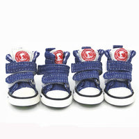 HKM-2858429 Small Dog Canvas Shoes – Anti-Slip, Warm & Wear-Resistant in Blue and Black, Available in Sizes 1-5