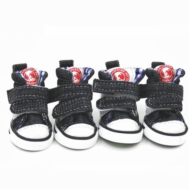 HKM-2858429 Small Dog Canvas Shoes – Anti-Slip, Warm & Wear-Resistant in Blue and Black, Available in Sizes 1-5