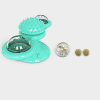 HKM-2859069 Interactive Windmill Cat Toy with Suction Cup, Catnip Ball, and Toothbrush Feature for Indoor Play