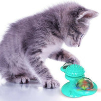 HKM-2859069 Interactive Windmill Cat Toy with Suction Cup, Catnip Ball, and Toothbrush Feature for Indoor Play