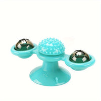 HKM-2859069 Interactive Windmill Cat Toy with Suction Cup, Catnip Ball, and Toothbrush Feature for Indoor Play