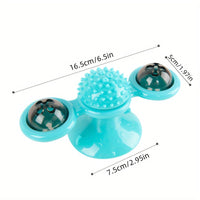 HKM-2859069 Interactive Windmill Cat Toy with Suction Cup, Catnip Ball, and Toothbrush Feature for Indoor Play