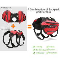 HKM-2859965 Pet Dog Outdoor Training Chest and Back Backpack - Oxford Cloth, Available in Green and Red, Sizes S, M, L