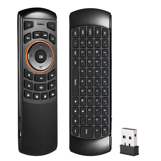 HKM-286163 2.4GHz Wireless QWERTY Keyboard and Air Mouse Remote Control with 6-Axis Gyroscope for Smart TV and Mini PC