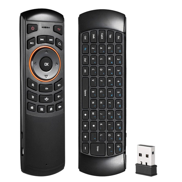 HKM-286163 2.4GHz Wireless QWERTY Keyboard and Air Mouse Remote Control with 6-Axis Gyroscope for Smart TV and Mini PC