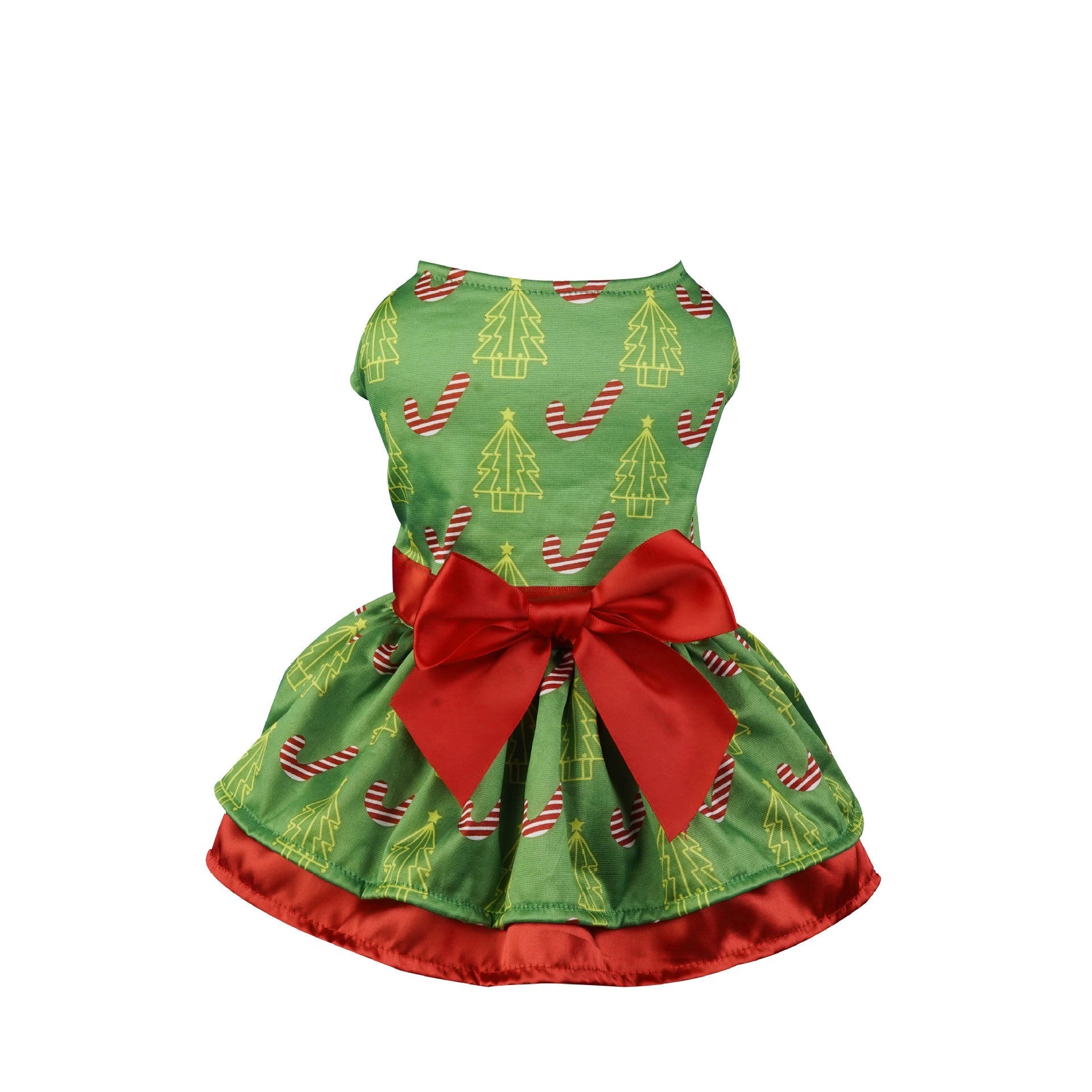 HKM-2862141 Holiday-Themed Pet Dress with Santa, Deer, and Christmas Tree Designs in Various Sizes
