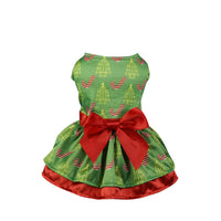HKM-2862141 Holiday-Themed Pet Dress with Santa, Deer, and Christmas Tree Designs in Various Sizes