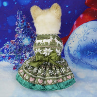 HKM-2862141 Holiday-Themed Pet Dress with Santa, Deer, and Christmas Tree Designs in Various Sizes