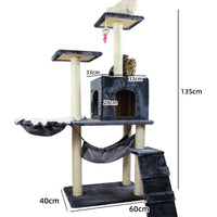 HKM-2863037 Multi-Level Cat Scratching Post with Swing Bed and Climbing Toy in Various Colors