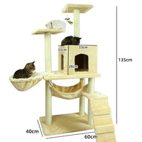 HKM-2863037 Multi-Level Cat Scratching Post with Swing Bed and Climbing Toy in Various Colors