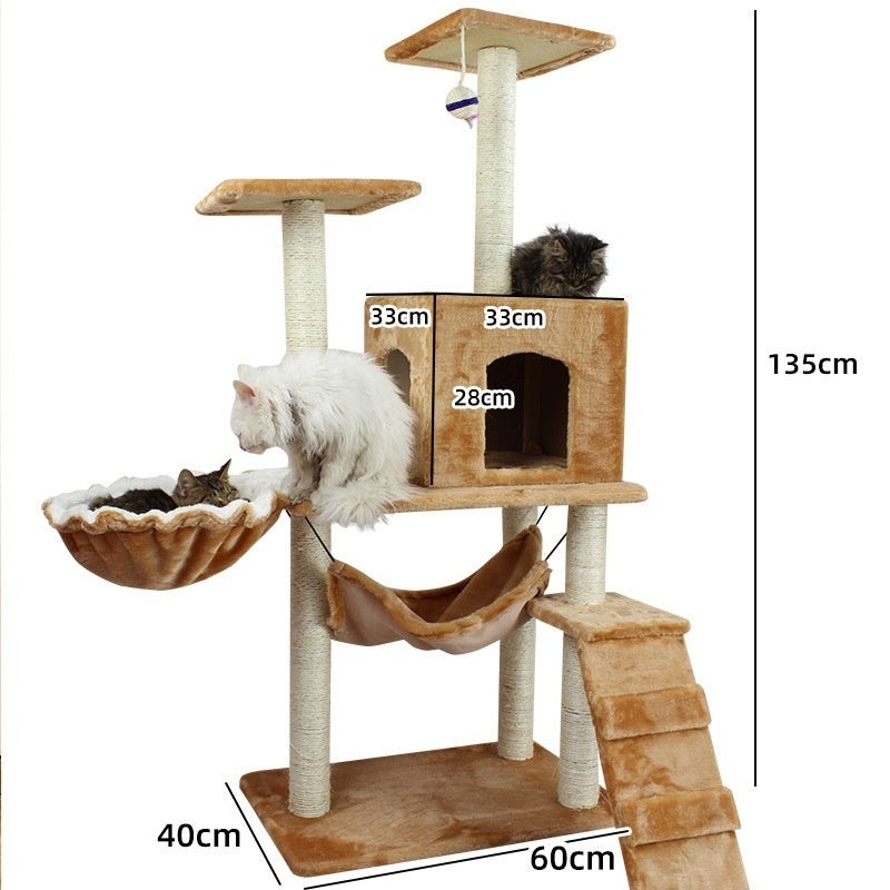 HKM-2863037 Multi-Level Cat Scratching Post with Swing Bed and Climbing Toy in Various Colors