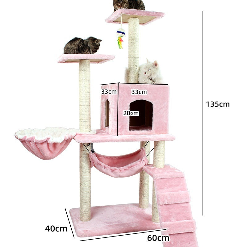 HKM-2863037 Multi-Level Cat Scratching Post with Swing Bed and Climbing Toy in Various Colors