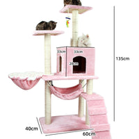 HKM-2863037 Multi-Level Cat Scratching Post with Swing Bed and Climbing Toy in Various Colors