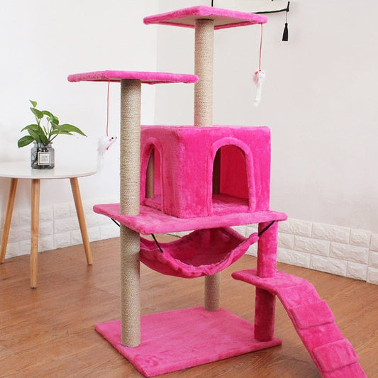 HKM-2863037 Multi-Level Cat Scratching Post with Swing Bed and Climbing Toy in Various Colors