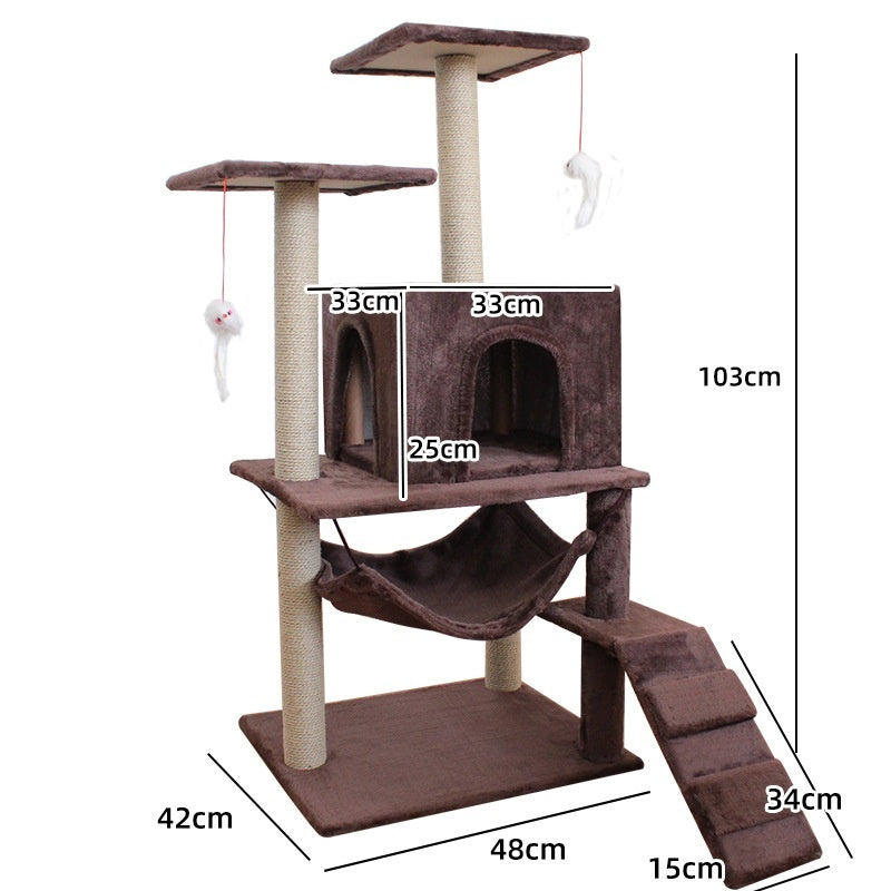HKM-2863037 Multi-Level Cat Scratching Post with Swing Bed and Climbing Toy in Various Colors