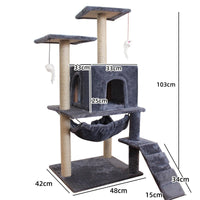 HKM-2863037 Multi-Level Cat Scratching Post with Swing Bed and Climbing Toy in Various Colors