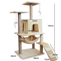 HKM-2863037 Multi-Level Cat Scratching Post with Swing Bed and Climbing Toy in Various Colors
