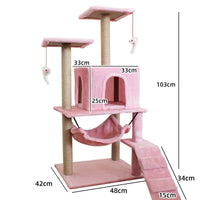 HKM-2863037 Multi-Level Cat Scratching Post with Swing Bed and Climbing Toy in Various Colors