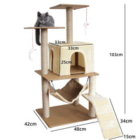 HKM-2863037 Multi-Level Cat Scratching Post with Swing Bed and Climbing Toy in Various Colors