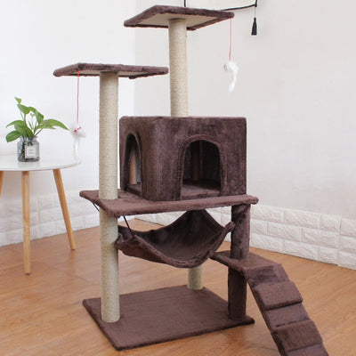 HKM-2863037 Multi-Level Cat Scratching Post with Swing Bed and Climbing Toy in Various Colors