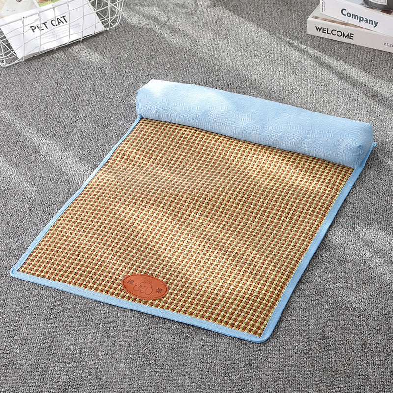 HKM-2863421 Summer Pet Mat for Cats and Dogs - Cotton Linen, Rattan, and Silk Floss Composition, Available in Three Sizes