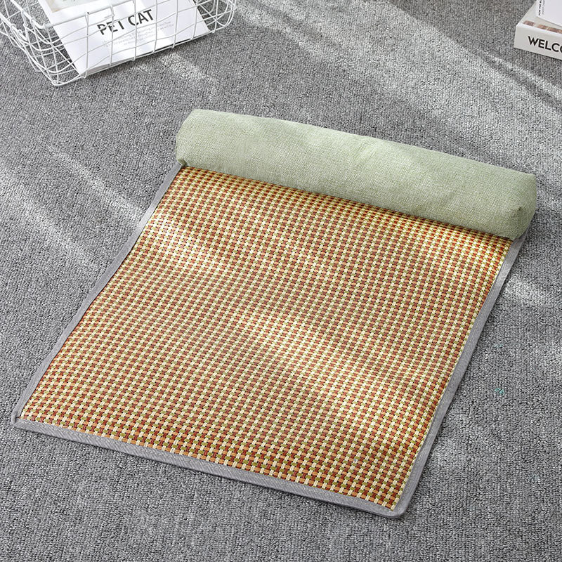 HKM-2863421 Summer Pet Mat for Cats and Dogs - Cotton Linen, Rattan, and Silk Floss Composition, Available in Three Sizes