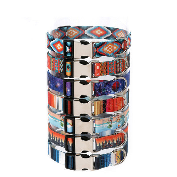 HKM-2863549 Ethnic Style Striped Dog Collar - Polyester Cotton in Various Patterns and Sizes