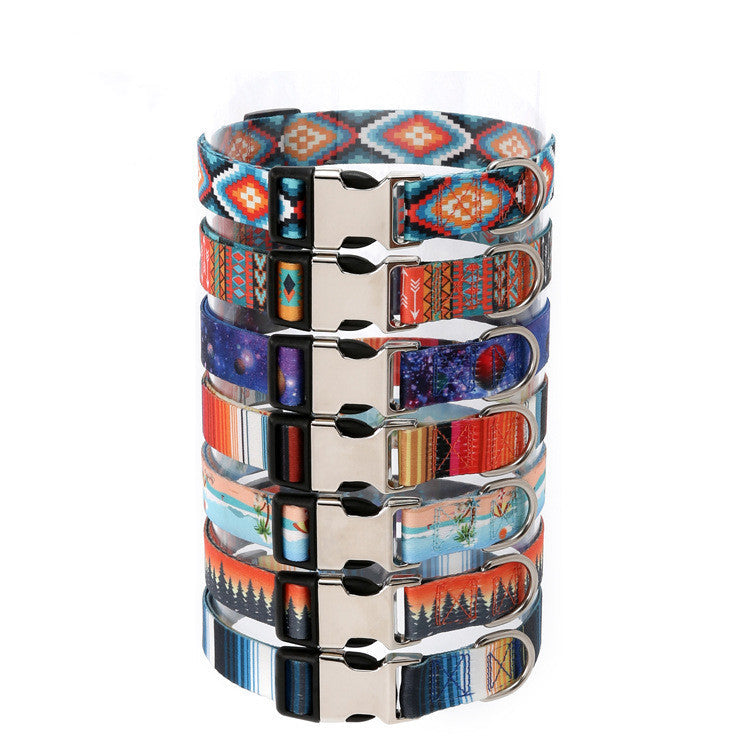 HKM-2863549 Ethnic Style Striped Dog Collar - Polyester Cotton in Various Patterns and Sizes