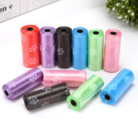 HKM-2863805 Pet Waste Garbage Bags with Footprint Design - 15 Count Roll, Random Colors, Flat Mouth, Made from PP
