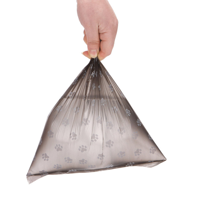 HKM-2863805 Pet Waste Garbage Bags with Footprint Design - 15 Count Roll, Random Colors, Flat Mouth, Made from PP