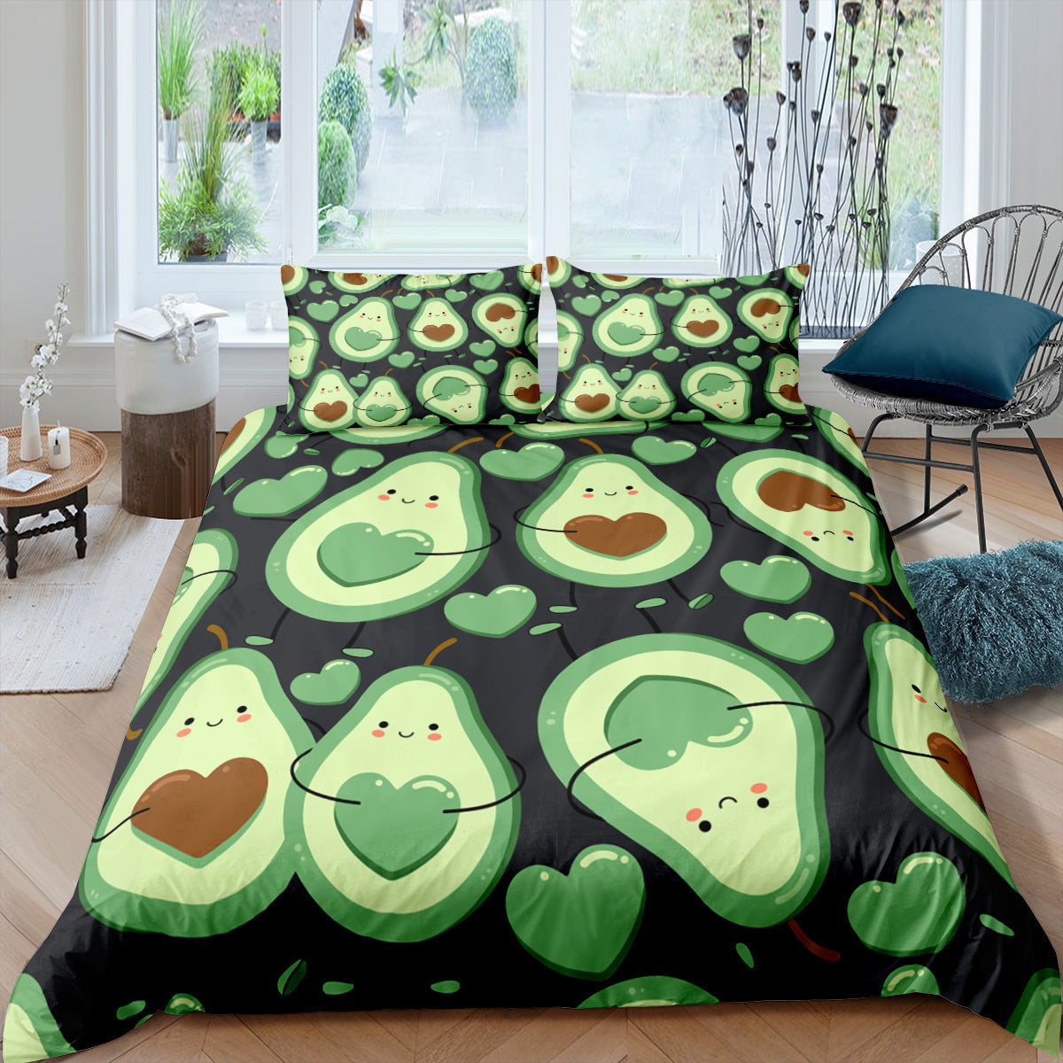 HKM-286611 Printed Three-Piece Quilt Cover Set - Soft Chemical Fiber Bed Cover, Multiple Sizes Available