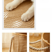 HKM-2867389 Cotton and Linen Woven Cat Nest for All Seasons - Scratch Resistant Design